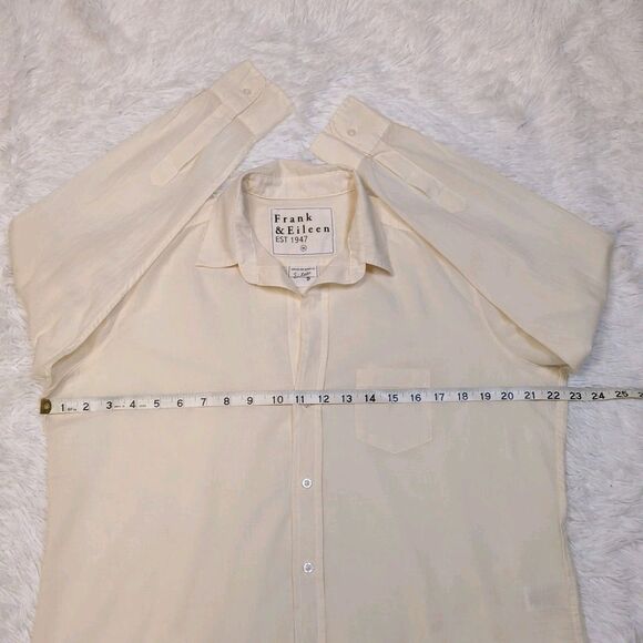 Frank & Eileen Womens XS Eileen Relaxed Button Shirt Cotton Peach Ivory Cream - Picture 12 of 12
